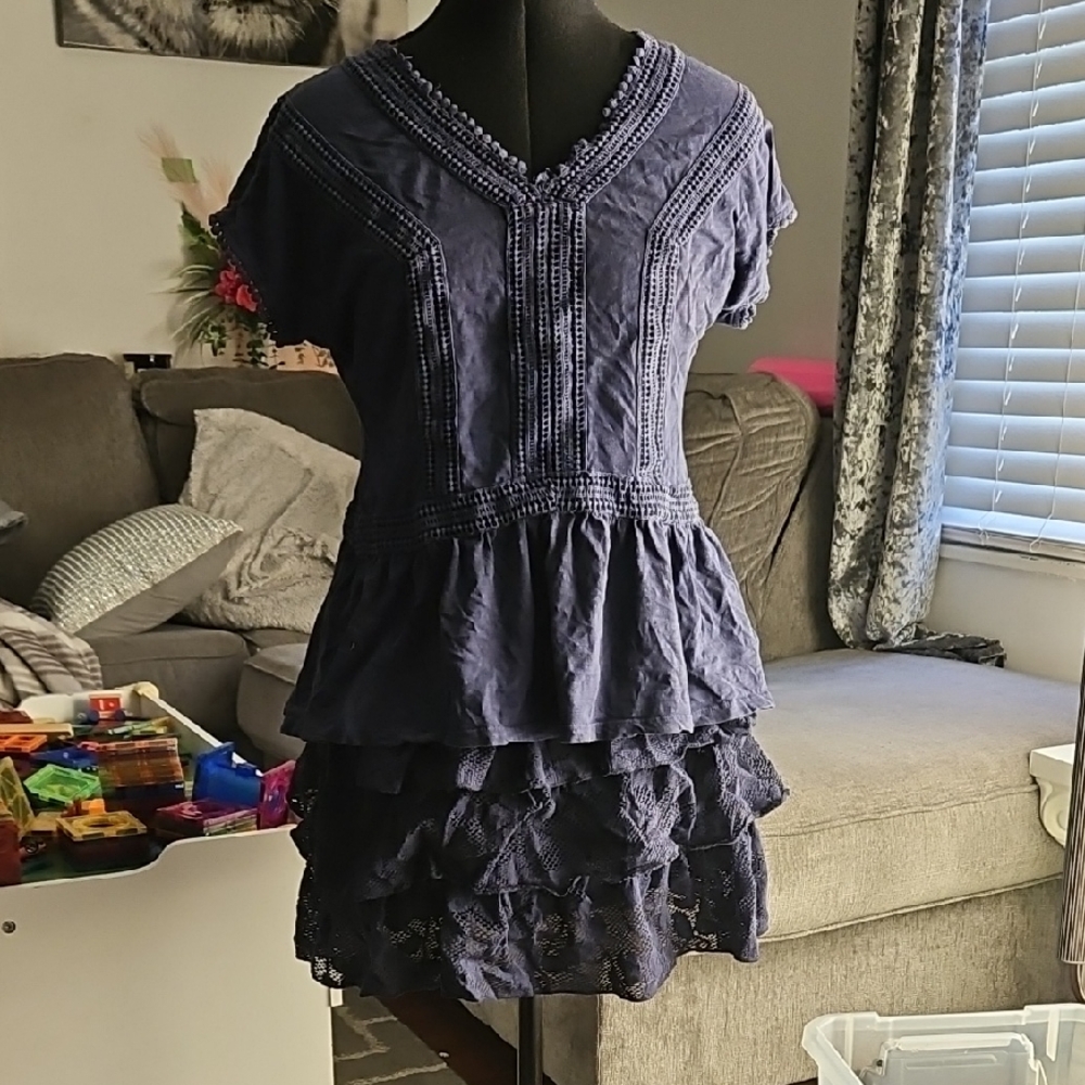 Navy Blue Tiered Dress